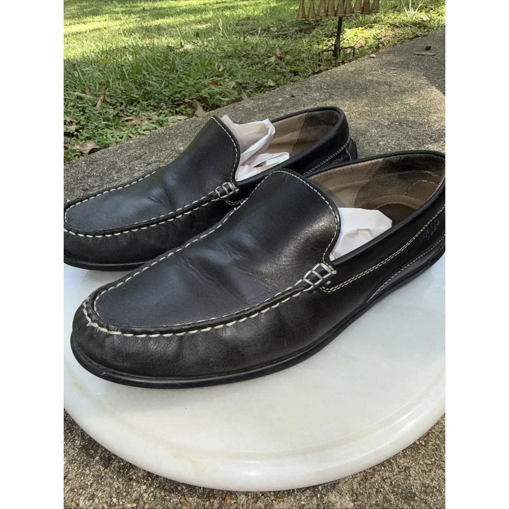 Ecco Men's Leather Loafers Walking Shoes Arch Support Black 42 US 8-81/2 WORN IN